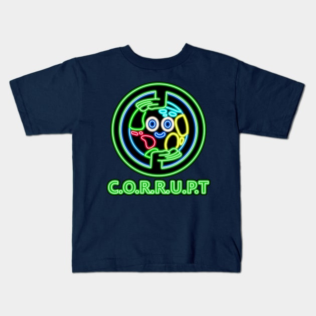 CORRUPT Logo Neon Sign from The Amazing World of Gumball Kids T-Shirt by gkillerb